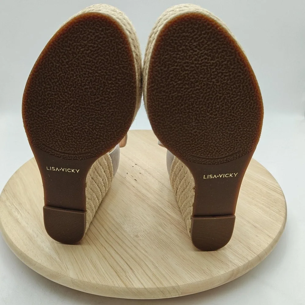 Lisa Vicky Shoes Womens Size‎ 8 Gray Espadrille Wedge Sandals Ankle Strap New
